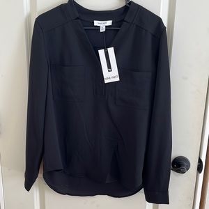 Nine West black blouse with pockets on the front. New with tags!!